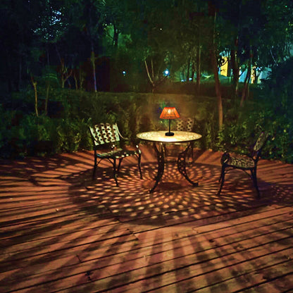 Traditional Farmhouse Waterproof Solar Rechargeable Weaving Gum Rattan Iron Conic LED Outdoor Table Lamp For Garden | Bowlift