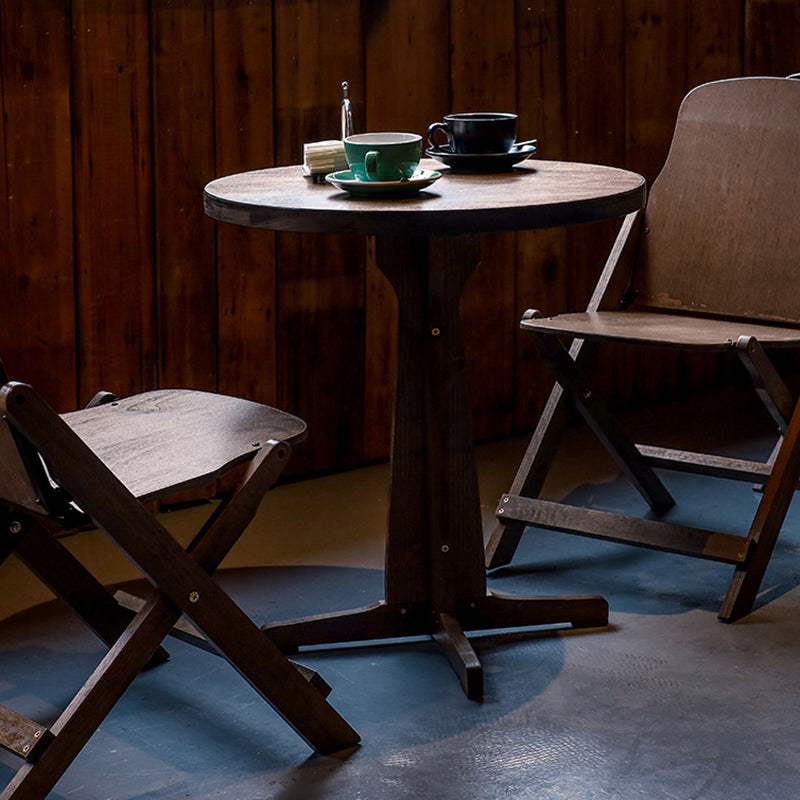 Contemporary Retro Solid Wood Plywood & Iron Round Square Coffee Table And Chair Set For Balcony & Living Room | Bowlift