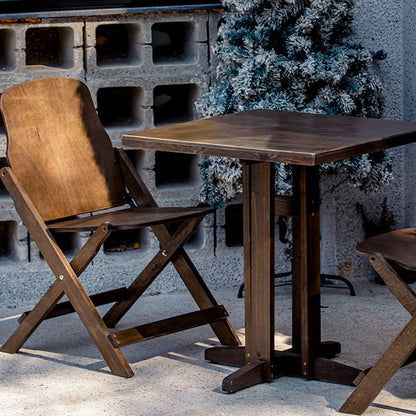 Contemporary Retro Solid Wood Plywood & Iron Round Square Coffee Table And Chair Set For Balcony & Living Room | Bowlift