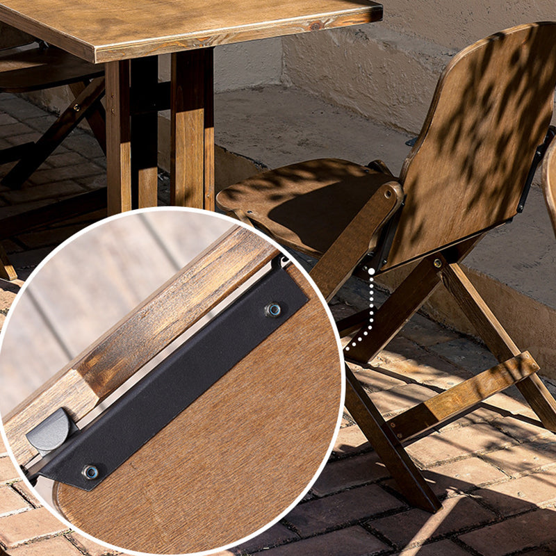 Contemporary Retro Solid Wood Plywood & Iron Round Square Coffee Table And Chair Set For Balcony & Living Room | Bowlift