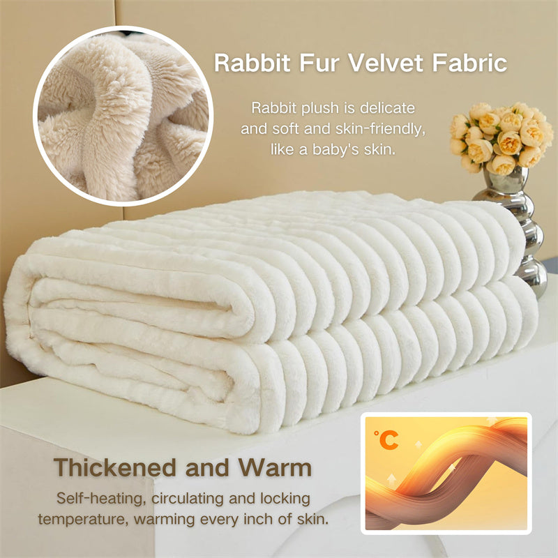 Luxurious faux-rabbit fur throw blanket for ultimate comfort