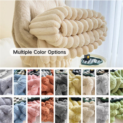 Luxurious faux-rabbit fur throw blanket for ultimate comfort
