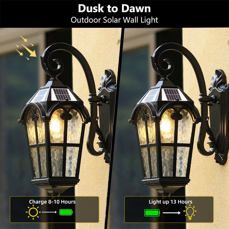 Skanto | Skanto Solar Waterproof Outdoor Wall Lamp | Vintage Design with Remote Control for Porch, Patio & Garden