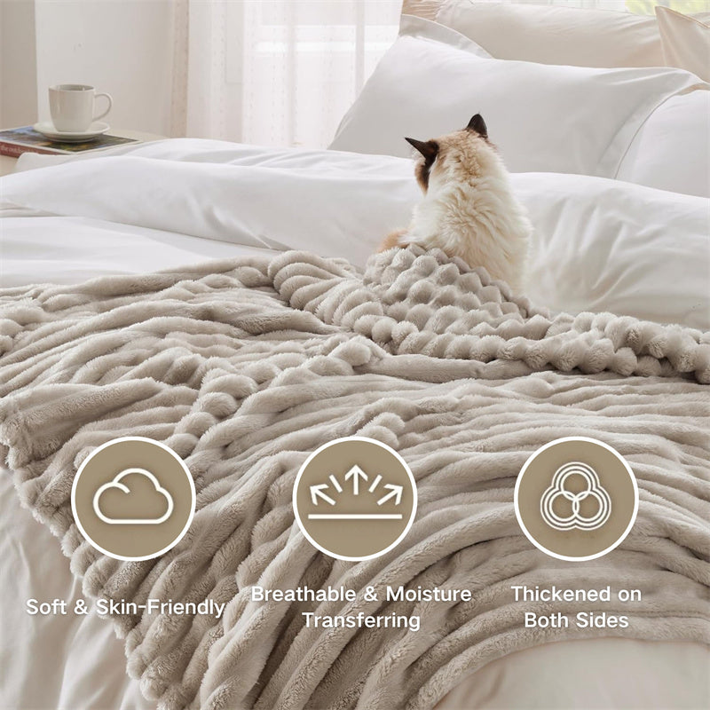 Luxurious faux-rabbit fur throw blanket for ultimate comfort