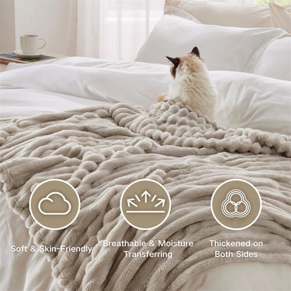Luxurious faux-rabbit fur throw blanket for ultimate comfort