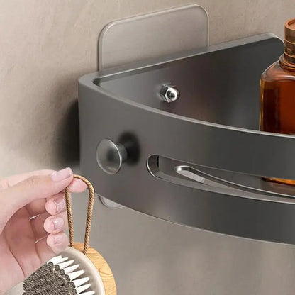 BowLift | Bathroom Wall Shelf – Stainless Steel Corner Basket with Adhesive Holder