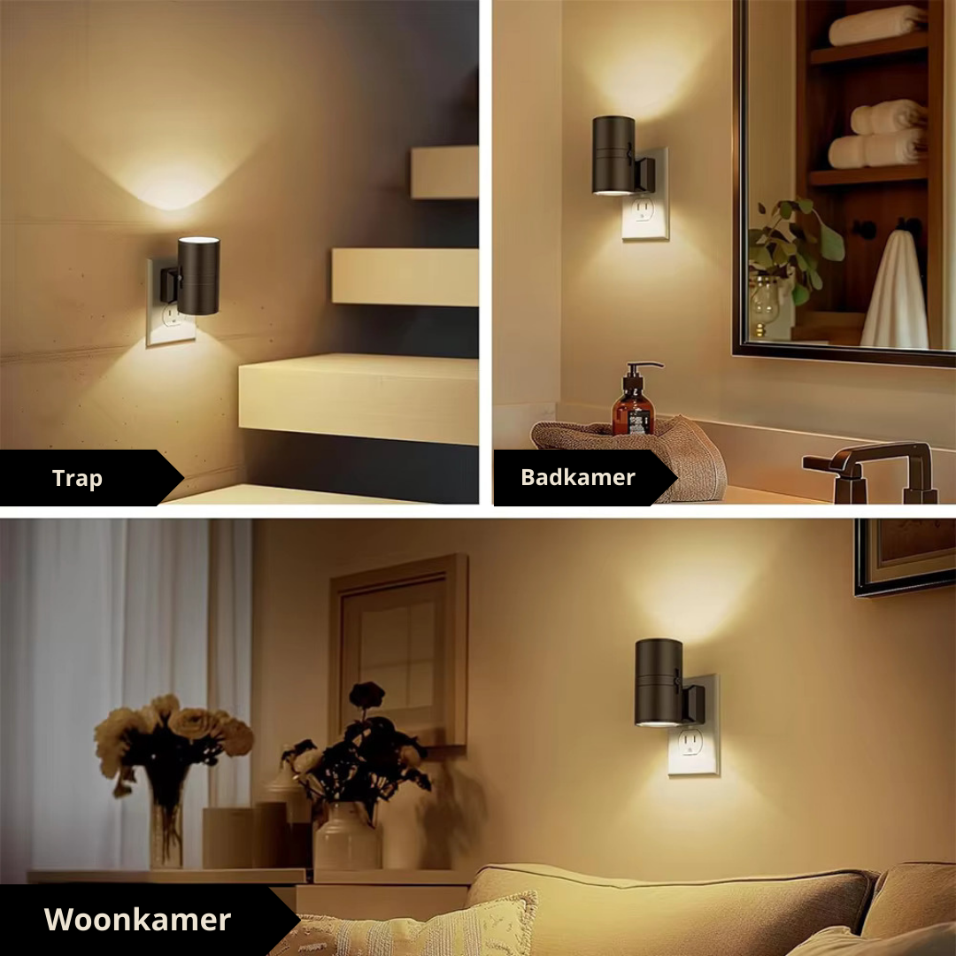 Skanto | Luxury Plug-In Ambient Night Light – Dimmable LED Wall Lamp with Sensor (3000K Warm Glow)