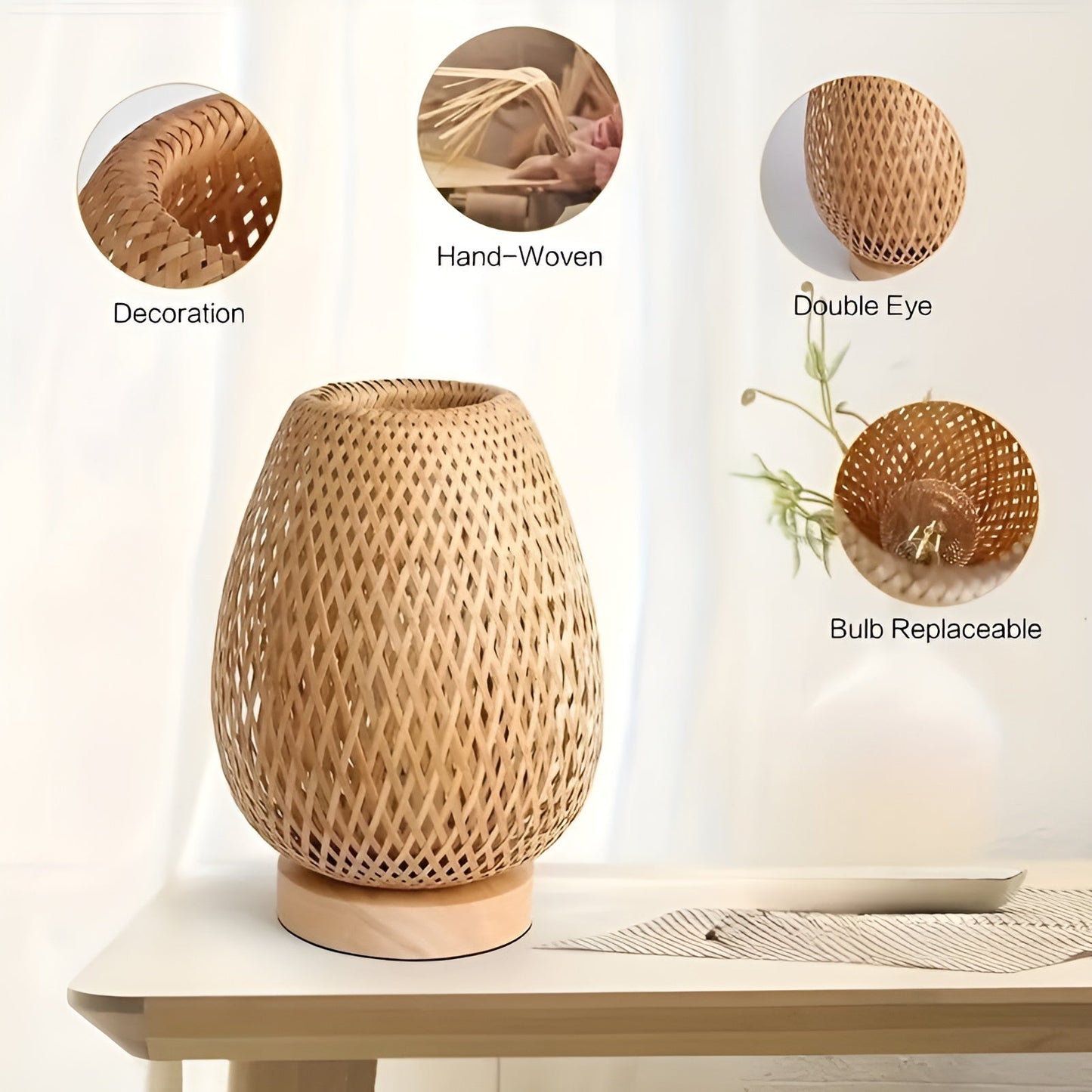 Skanto | Stylish Bamboo Table Lamp with USB Power - Sustainable and Energy-Efficient Design