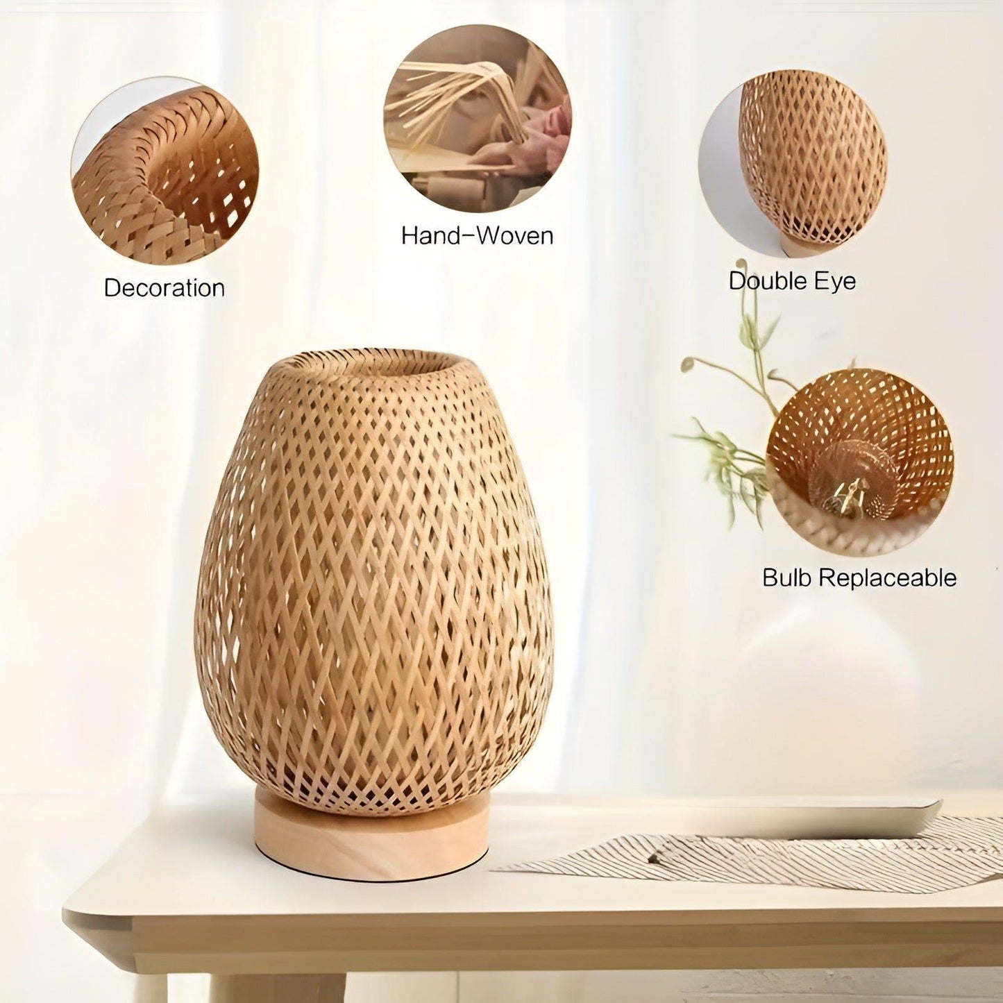 Skanto | Aura Lamp - Bamboo USB-Powered Table Lamp for the Bedroom