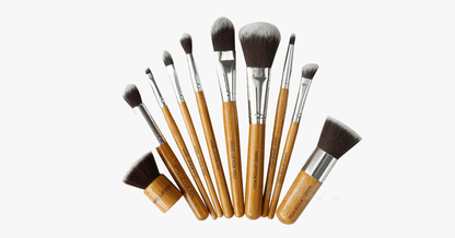 Skanto | Eco-Friendly Bamboo Makeup Brush Set with Free Case - 10 Piece Set for Perfect Blending