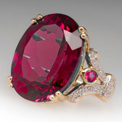 Skanto | Fashionable Luxurious Colorful Cubic Zirconia Ring Oval Stone Finger Ring For Women