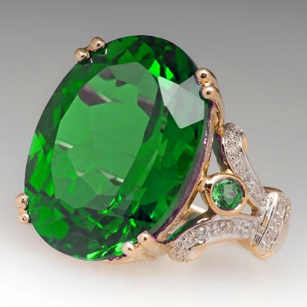 Skanto | Fashionable Luxurious Colorful Cubic Zirconia Ring Oval Stone Finger Ring For Women