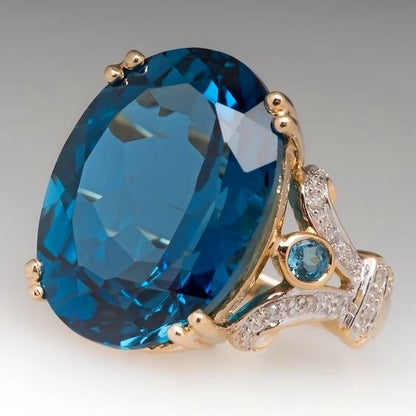 Skanto | Fashionable Luxurious Colorful Cubic Zirconia Ring Oval Stone Finger Ring For Women