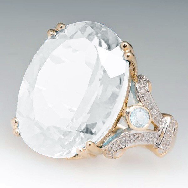 Skanto | Fashionable Luxurious Colorful Cubic Zirconia Ring Oval Stone Finger Ring For Women