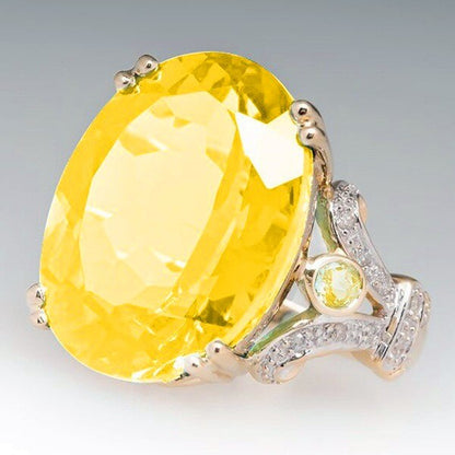 Skanto | Fashionable Luxurious Colorful Cubic Zirconia Ring Oval Stone Finger Ring For Women