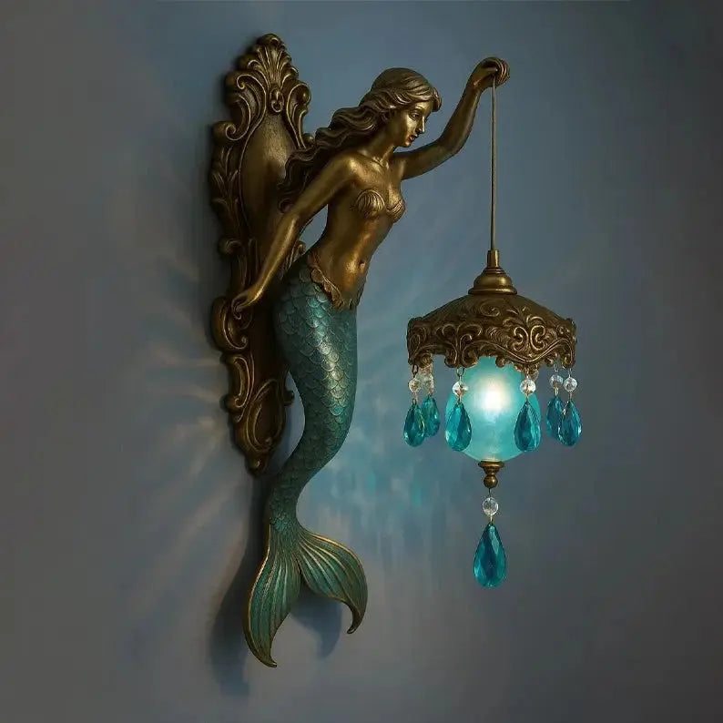 Skanto | Elegant Baroque Mermaid Wall Lamp – Artistic Maritime Wall Lighting for Atmospheric Rooms