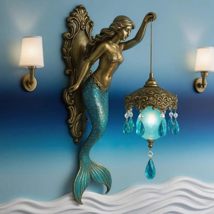 Skanto | Elegant Baroque Mermaid Wall Lamp – Artistic Maritime Wall Lighting for Atmospheric Rooms