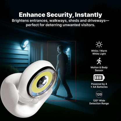 Skanto | Battery Powered Outdoor Security Light with Motion Sensor – Waterproof LED Light for Garden & Driveway | 450 Lumens