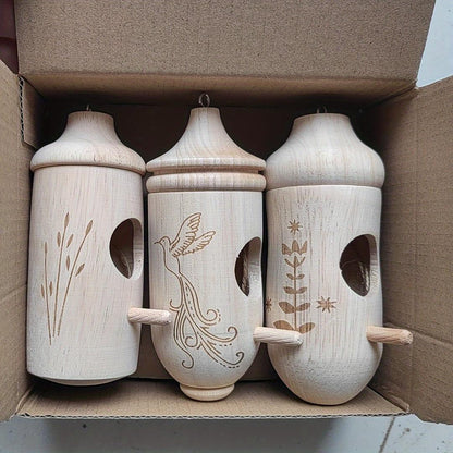 BowLift | Wooden Hanging Hummingbird Nesting House Set