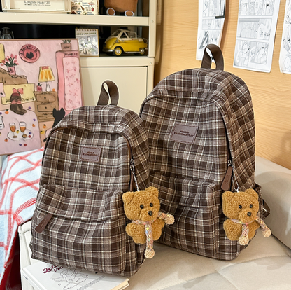 Checked Patterned Casual School Backpack Kalsten