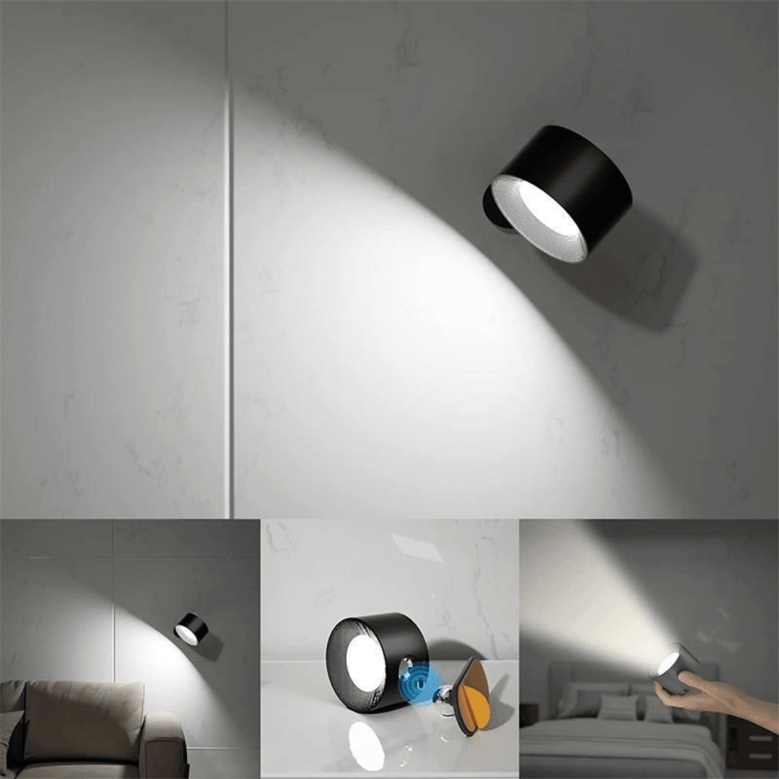 Wireless Wall Lamp – 360° Adjustable and Rechargeable LED Lighting (USB)
