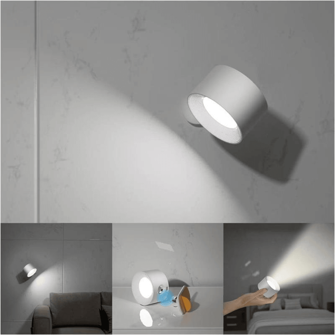 Wireless Wall Lamp – 360° Adjustable and Rechargeable LED Lighting (USB)