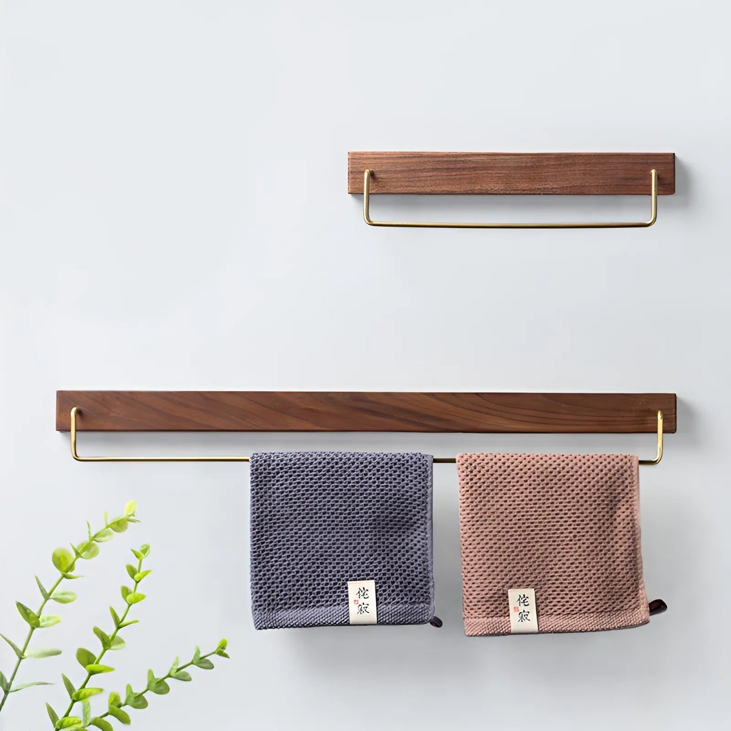 Wood & Brass Towel Holder for easy wall mounting | Karnz