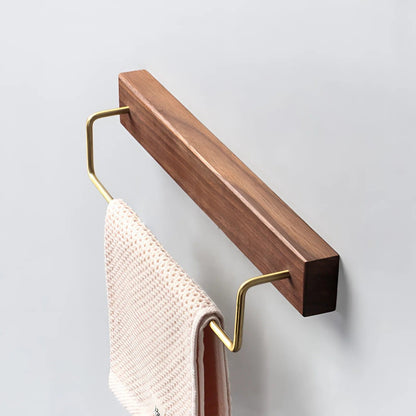 Wood & Brass Towel Holder for easy wall mounting | Karnz