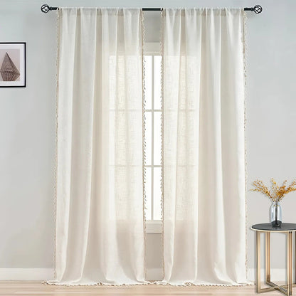 Skanto | Boho Cotton-Linen Semi-Sheer Curtains