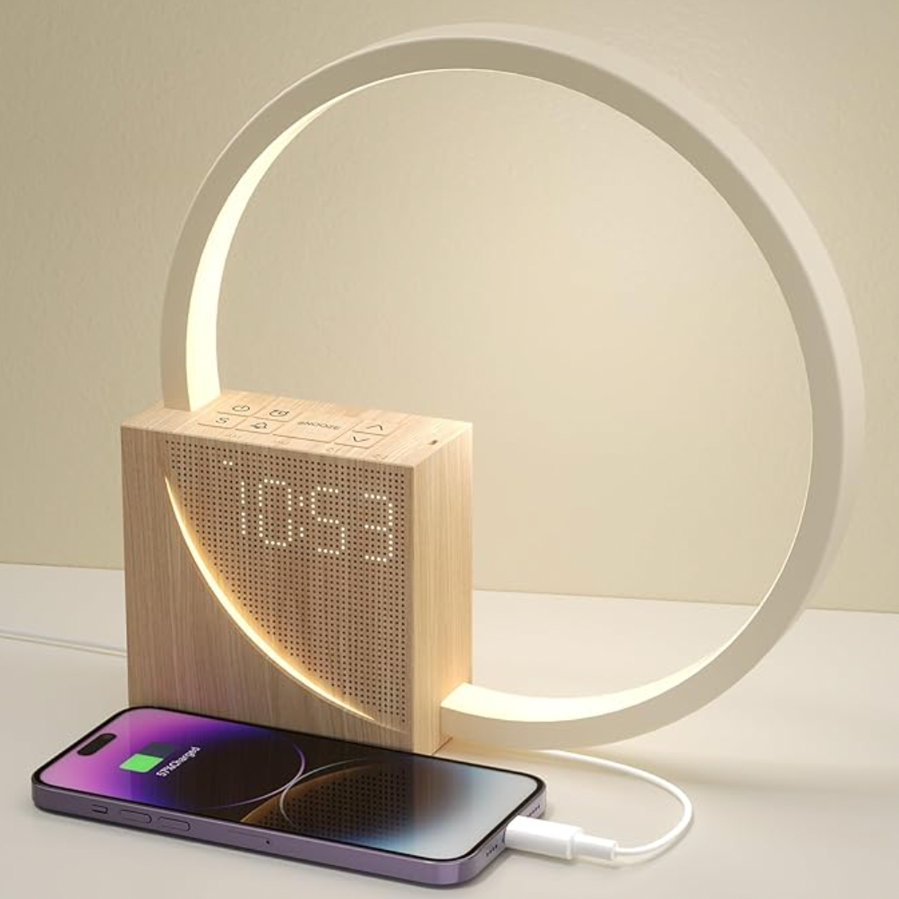 Skanto | Sunrise Simulation Alarm Clock with Built-in Charger