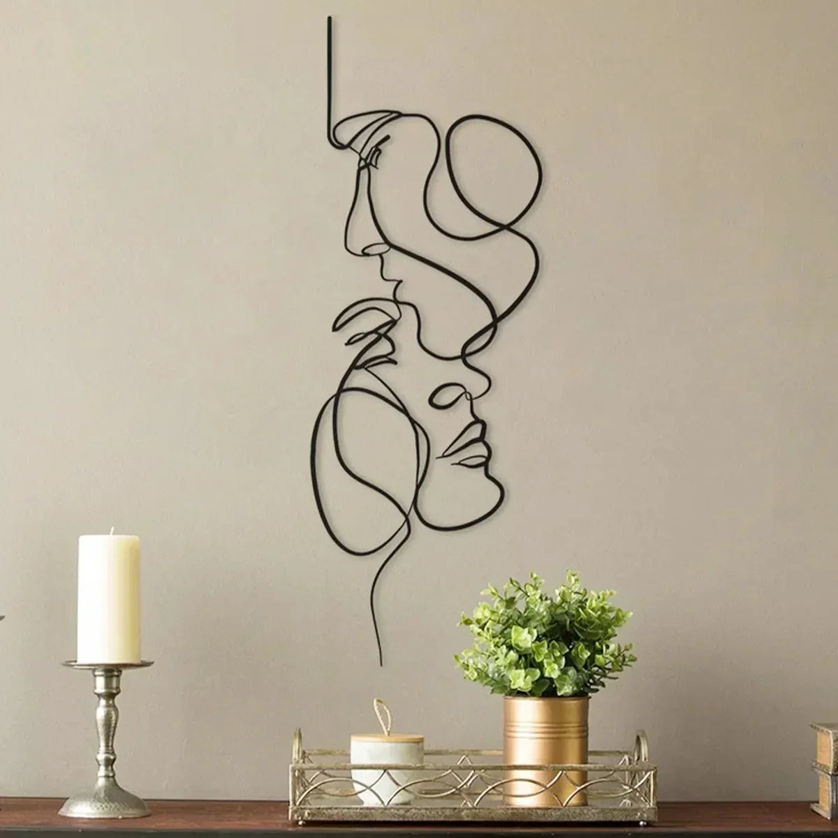 Skanto | Black Metal Wall Art Wall Decoration Abstract Iron Wall Sculpture Minimalist Line Art Home Decor Craft