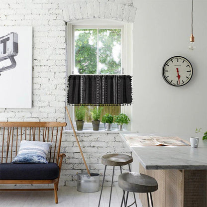 BowLift | Black Geometric Tribal Tassel Cabinet Curtain