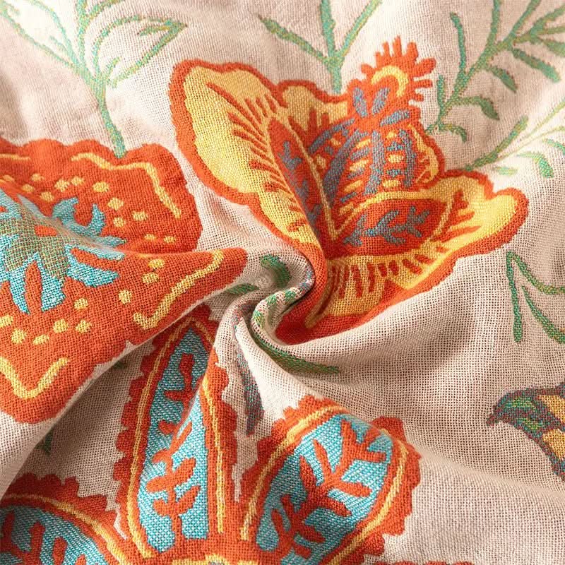 Skanto | Tie-Dye Cotton Blanket with Jacquard and Boho Pattern