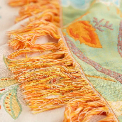 Skanto | Tie-Dye Cotton Blanket with Jacquard and Boho Pattern