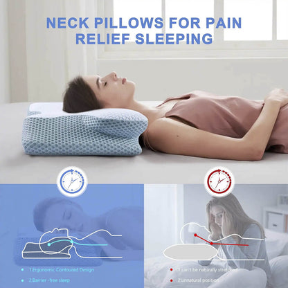 Skanto | Cervical Memory Foam Pillow | Orthopedic Contour Design with Cooling Cover for Back, Side & Stomach Sleepers | Pillows for Back Sleepers