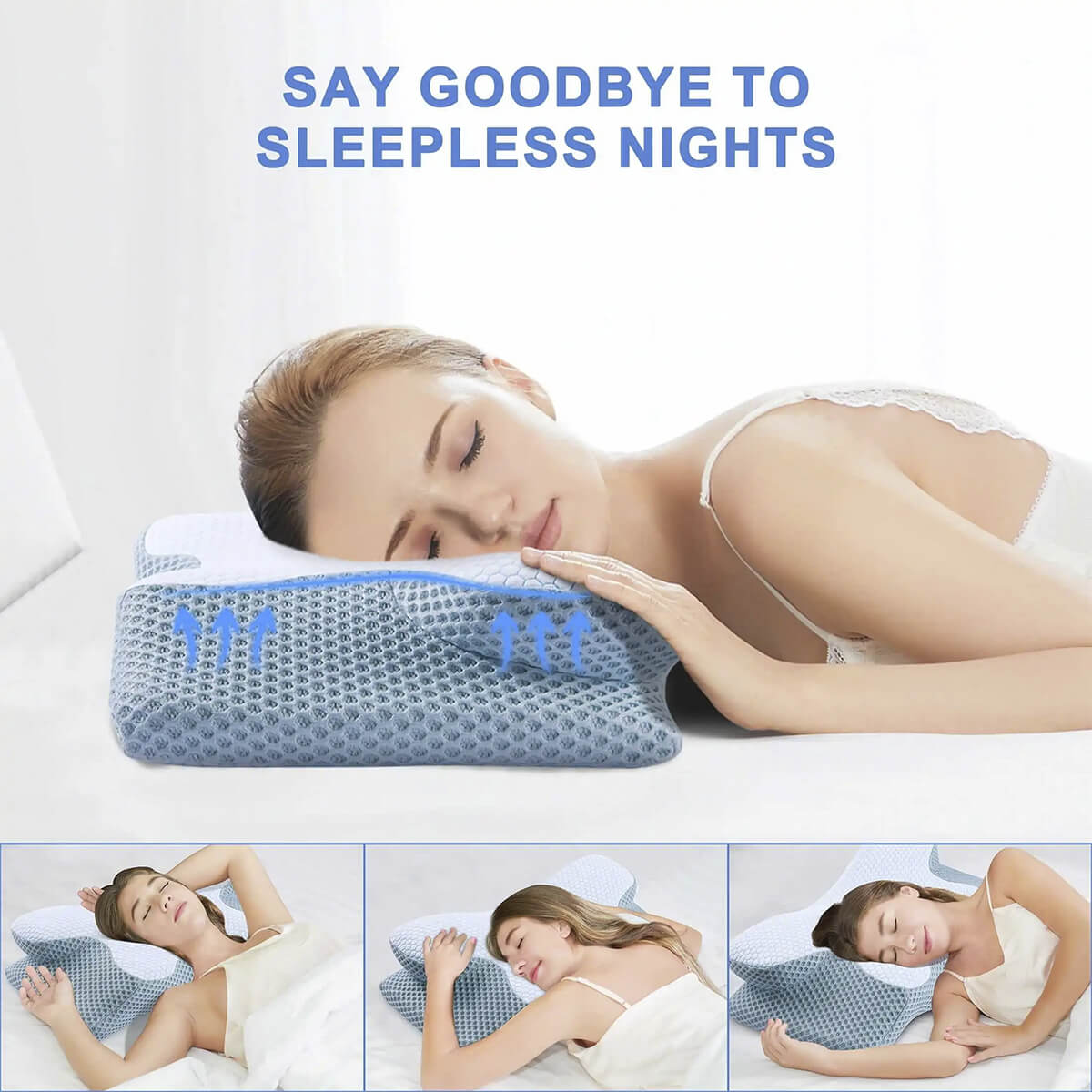 Skanto | Cervical Memory Foam Pillow | Orthopedic Contour Design with Cooling Cover for Back, Side & Stomach Sleepers | Pillows for Back Sleepers