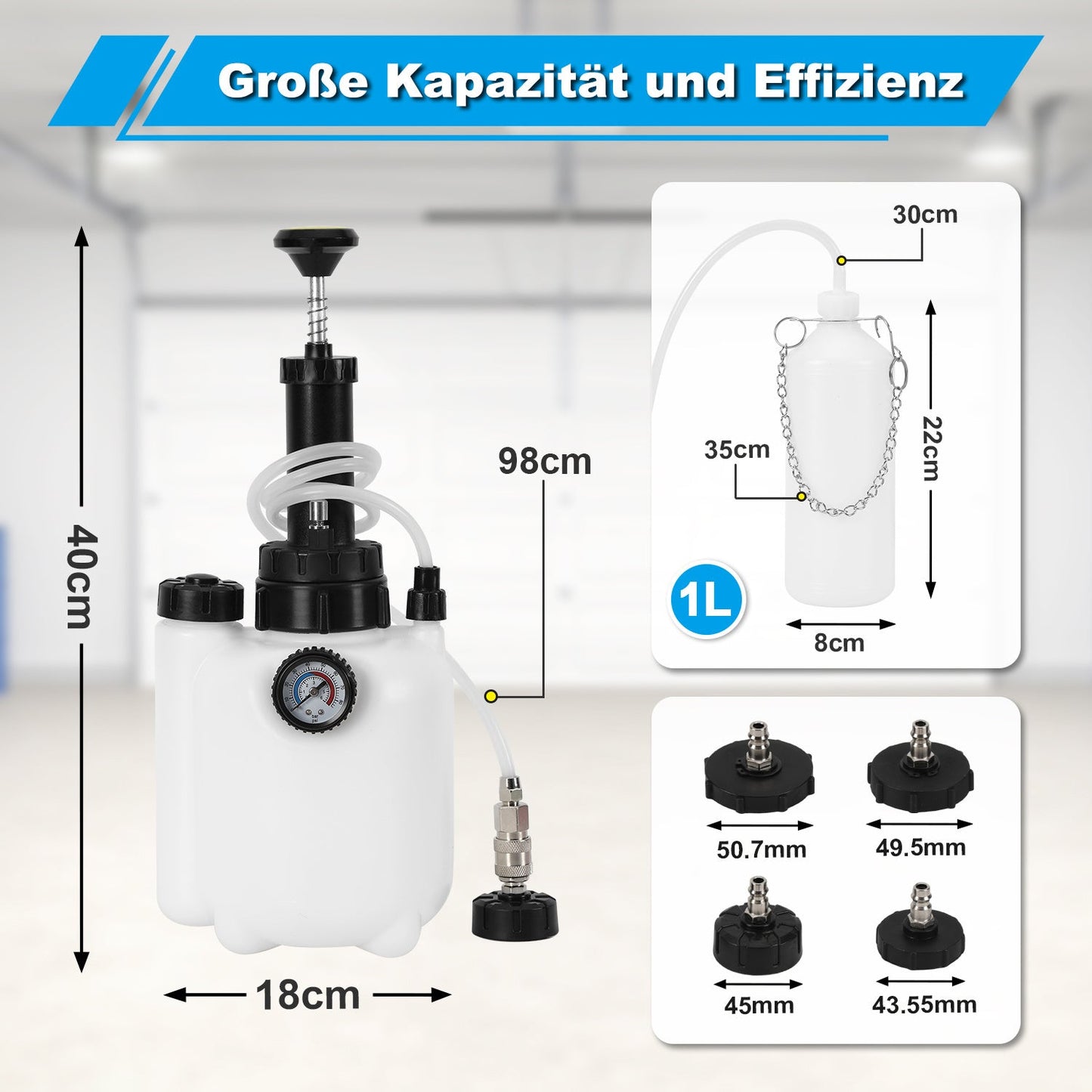3L brake fluid brake bleeding device with 1L suction container | Bowlift