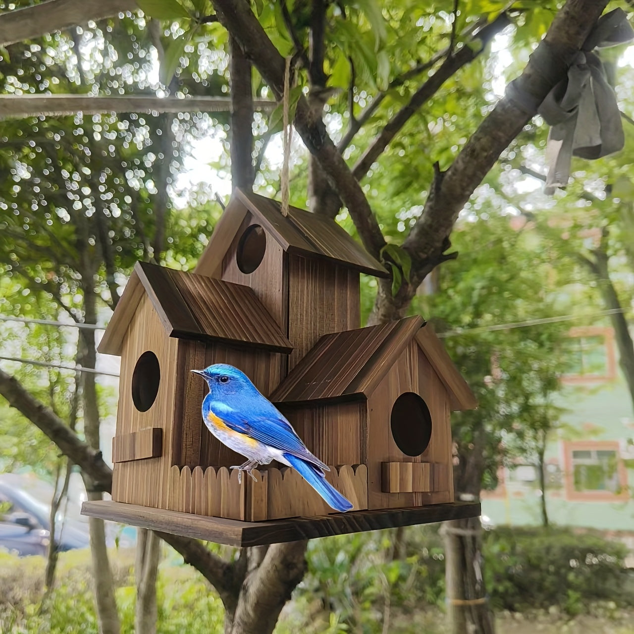 Skanto | Rustic Multi-Room Birdhouse Feeder