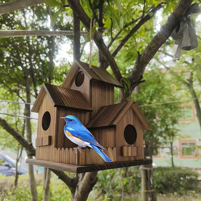 Skanto | Rustic Multi-Room Birdhouse Feeder