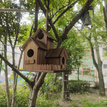 Skanto | Rustic Multi-Room Birdhouse Feeder