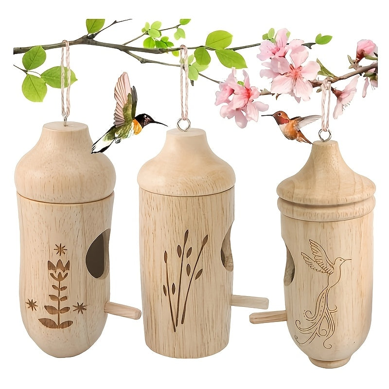 BowLift | Wooden Hanging Hummingbird Nesting House Set