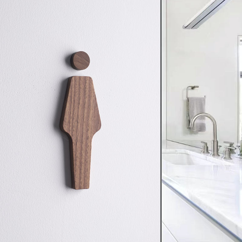 Skanto | Set of Three Toilet Seat Signs in Dark Walnut – Men & Women – Adhesive