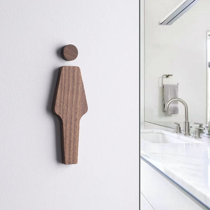 Skanto | Set of Three Toilet Seat Signs in Dark Walnut – Men & Women – Adhesive