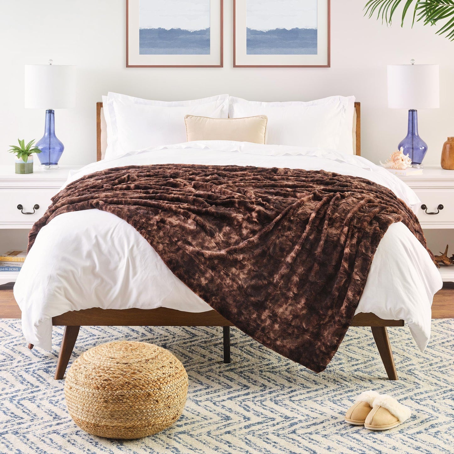 Skanto | Double-Sided Oversized Wolf Faux Fur Throw Blanket