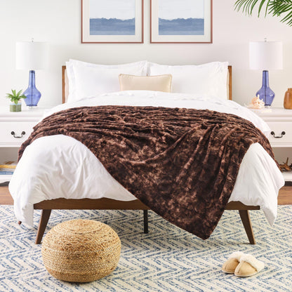 Skanto | Double-Sided Oversized Wolf Faux Fur Throw Blanket