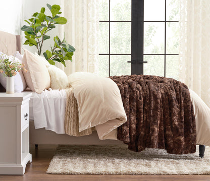 Skanto | Double-Sided Oversized Wolf Faux Fur Throw Blanket