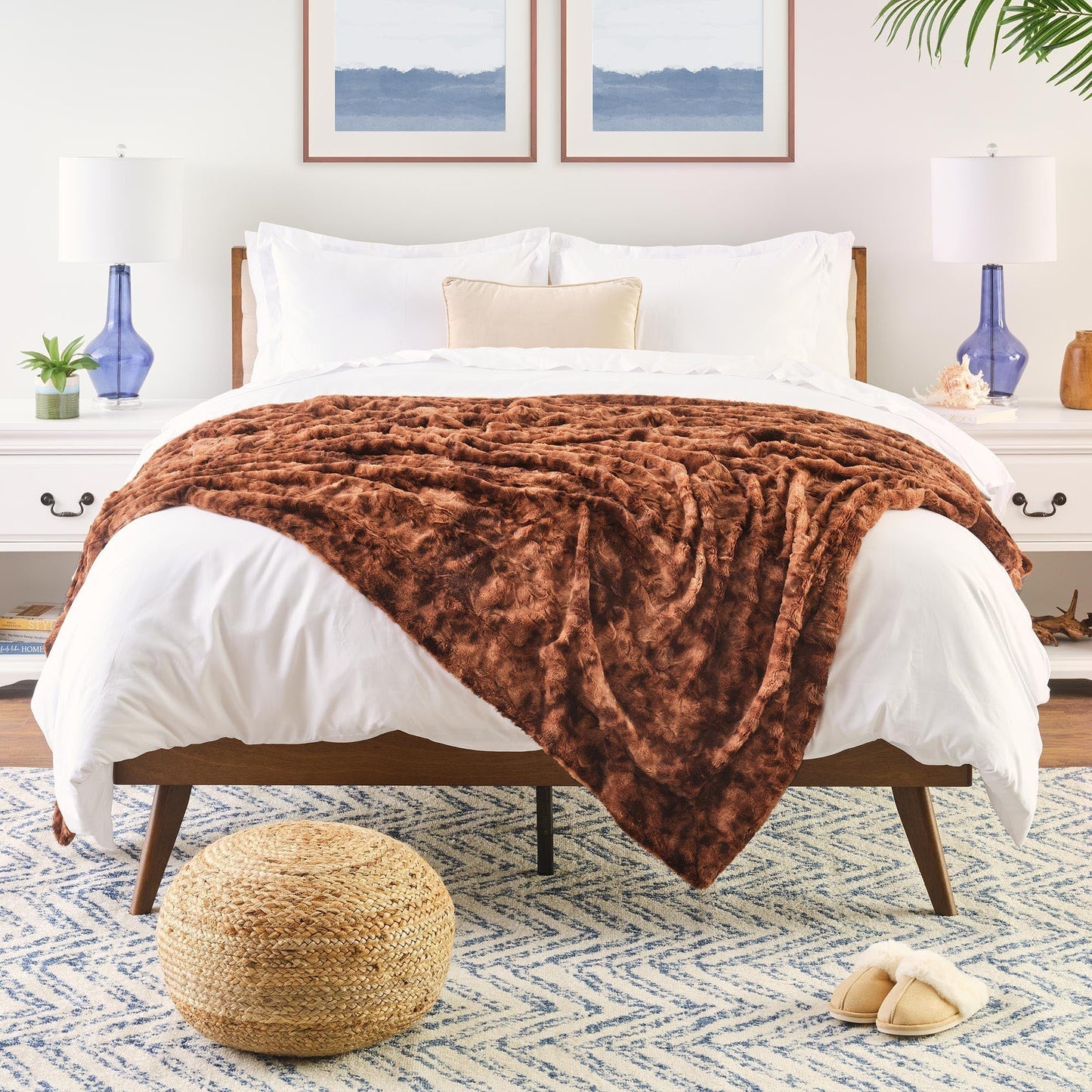 Skanto | Double-Sided Oversized Wolf Faux Fur Throw Blanket
