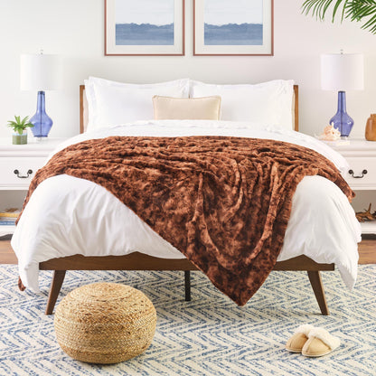 Skanto | Double-Sided Oversized Wolf Faux Fur Throw Blanket