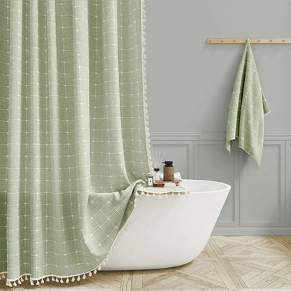 BowLift | Boho-Linen Shower Curtain with Tassels