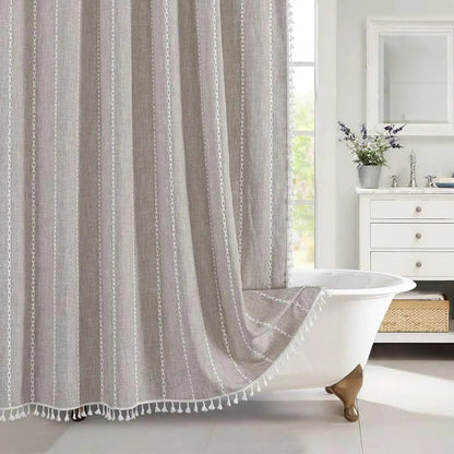 BowLift | Boho-Linen Shower Curtain with Tassels